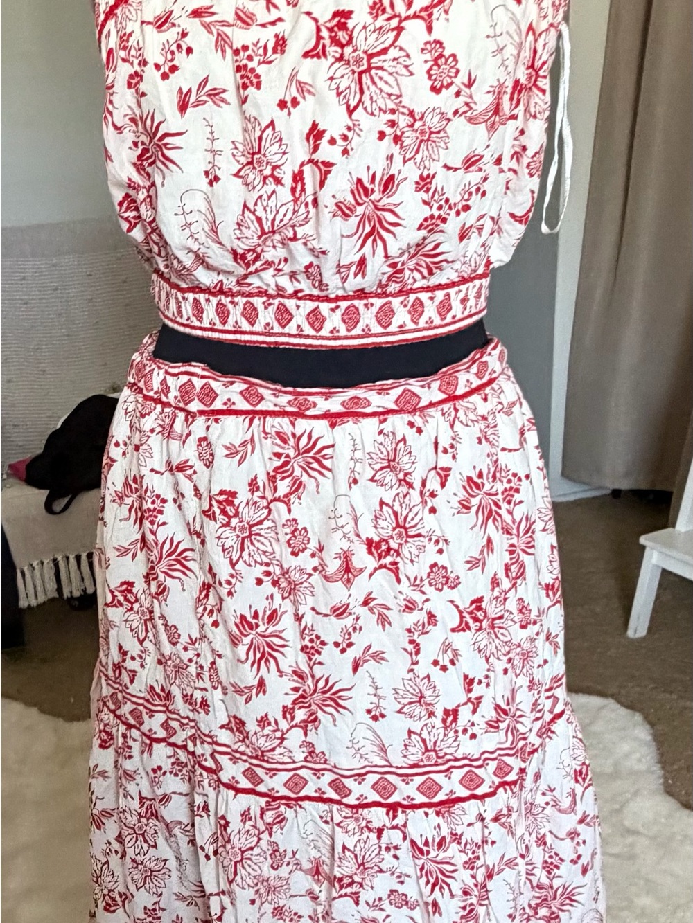 Japna Red and Cream Cotton Printed Skirt size M once wearing. - Picture 7 of 7